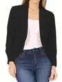 Chaqueta tipo blazer negra para mujer sin botones, perfecta para un estilo de oficina. - Negro