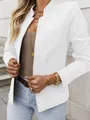 Dettaglio dell'elegante colletto alla coreana su un blazer bianco a maniche lunghe - Taglia S / Top / Bianco