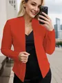Chic orange open-front blazer jacket for women with shawl collar and pockets - XL / Tops / Pocket Design / Orange Red