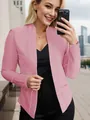 Elegant pink open-front blazer jacket for women featuring functional side pocket details - XL / Tops / Pocket Design / Pink