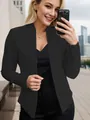 Professional black open-front blazer jacket for women, stylish urban commuter wear - XL / Tops / Pocket Design / Black