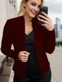 Elegant burgundy shawl collar blazer jacket for women shown in urban lifestyle setting - XL / Tops / Pocket Design / Burgundy