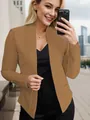 Professional view of a chic caramel open-front blazer with side pockets for women - XL / Tops / Pocket Design / Khaki