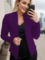 Stylish purple women's open-front blazer with functional pockets for a chic office look. - XL / Tops / Pocket Design / Purple