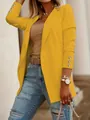 Elegante blazer amarillo para mujer de manga larga con botones decorativos en los puños - Amarillo