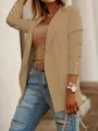 Elegante chaqueta blazer caqui de manga larga para mujer con botones decorativos - Caqui
