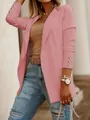 Chaqueta blazer rosa de manga larga para mujer con botones dorados decorativos - Rosa