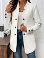 Elegant white textured women's blazer with double-breasted buttons for autumn winter fashion - 1XL / Tops / White