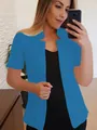 Elegant blue short-sleeved blazer jacket for professional and casual wear - Blue
