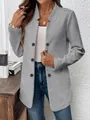 Elegant grey stand-up collar cardigan coat with a unique textured diamond pattern finish - 3XL / Tops / Gray