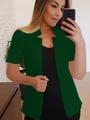Elegant dark green short-sleeved blazer for women, professional casual office style - Green