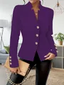 Eleganter lila Damenblazer im Slim Fit Stil mit dekorativen goldfarbenen Knöpfen - Lila