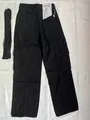 Jean cargo noir rétro à jambe large avec coupe droite ample et poches latérales - S / Bas / Noir
