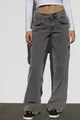 Vaqueros vintage de talle alto y pernera ancha para mujer en gris lavado retro - S / Bottoms / Gris oscuro