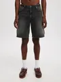 Casual men's relaxed fit denim shorts in washed dark gray finish for everyday summer wear. - S / Bottoms / Gray