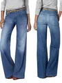 Vaqueros clásicos de mezclilla azul de cintura alta y pierna ancha para mujer hoy - S / Bottoms / Azul marino