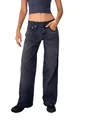 Jean droit classique pour femme noir anthracite avec une coupe décontractée et confortable - Noir et Gris