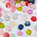 Detailed macro view of colorful rose shape glass beads for DIY jewelry making - Rose Style (L580)
