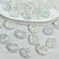Close-up view of iridescent rose glass beads for DIY jewelry making 12x14x8mm. - Rose Style (L581)