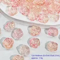 Macro view of delicate pink rose-shaped glass beads for elegant DIY handmade jewelry making - Rose Style (L583)
