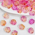 Close-up detail of translucent pink rose glass beads for DIY jewelry making accessories - Rose Style (L589)