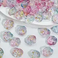 Detailed macro shot of rose-shaped gradient glass beads with gold foil for DIY jewelry - Rose Style (L590) / 12x14x8mm / Butterfly Gradient