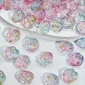 Detailopname van roosvormige glazen kralen met goudfolie voor DIY-sieraden maken - Roos Stijl (L590) / 12x14x8mm / Vlinderverloop
