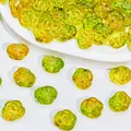 Detailed view of lime green rose-shaped glass beads for DIY jewelry crafts - Rose Style (L593)