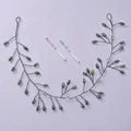 Vigne de cheveux de mariée élégante avec perles bleues et cristaux de style forestier - Bandeaux de luxe premium HS-J6647GREEN