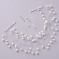 Vigne de cheveux de mariée élégante en perles et fil d'argent avec épingles - Bandeaux photogéniques de soirée HS-J7309S