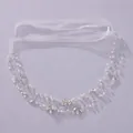 Vigne de cheveux de mariée élégante avec perles cristaux et ruban d'organza blanc - Bandeaux assortis de soirée HS-J2687