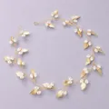 Vigne de cheveux de mariée dorée élégante avec perles et feuilles pour demoiselles - Bandeaux éclatants pour séance photo HS-J4419G