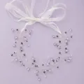 Vigne de cheveux de mariée lavande élégante avec perles de cristal et ruban blanc - Bandeaux pour rendez-vous et sorties HS-J6861