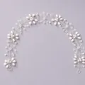 Vigne de cheveux de mariée élégante avec fil d'argent, perles blanches et cristaux - Bandeaux de mariage polyvalents HS-J6927S