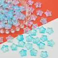 Close-up of iridescent glass star beads for DIY jewelry with size 14x14x8mm - 14x14x8mm / Lake Blue (L685)