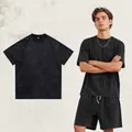 Vintage gewaschenes schwarzes Herren-T-Shirt aus reiner Baumwolle im Oversize-Stil - S / Oberteile / Antik-Schwarz