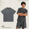 Vintage washed grey heavyweight cotton t-shirt with a loose drop shoulder fit - S / Tops / Distressed Gray