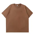 T-shirt homme marron en coton délavé de qualité, coupe ample rétro épaules tombantes - 2XL / Hauts / Café