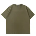 T-shirt oversize pour homme en coton délavé 230g de couleur vert olive vintage. - 2XL / Hauts / Vert Militaire