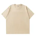 T-shirt 230g pur coton délavé vintage à épaules tombantes et coupe ample, couleur beige - 2XL / Hauts / Kaki