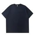 Vintage gewaschenes dunkelblaues Baumwoll-T-Shirt für Herren mit überschnittenen Schultern - Marineblau