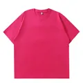Übergroßes rosa Herren-T-Shirt aus 230g Baumwolle mit überschnittenen Schultern. - Fuchsia