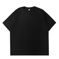 T-shirt noir uni haut de gamme 230g coton lourd oversize à col rond et manches courtes - 2XL / Hauts / Noir Réactif