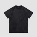Vintage charcoal gray washed heavyweight 230g cotton oversized drop-shoulder T-shirt - S / Tops / Washed Black