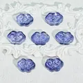 Macro detail of purple semi-transparent cloud Ruyi beads for DIY jewelry accessories - Liuli Auspicious Cloud (L565) / Ink Blue