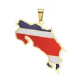 Colgante bandera mapa de Costa Rica, acero inoxidable chapado en oro 18K esmalte para DIY - Mapa de Costa Rica / Dorado