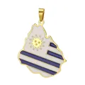 Uruguay map pendant in 18K gold plated stainless steel with blue and white enamel fill - Uruguay Map / Gold