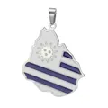 Uruguay map shaped stainless steel enamel pendant with iconic blue and white flag design - Uruguay Map / Steel