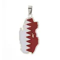 Handmade Qatar map pendant made of stainless steel with flag colors and oryx symbol - Qatar Map / Steel