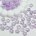 Macro view of translucent purple cherry blossom glass beads for DIY jewelry making - Light Purple
